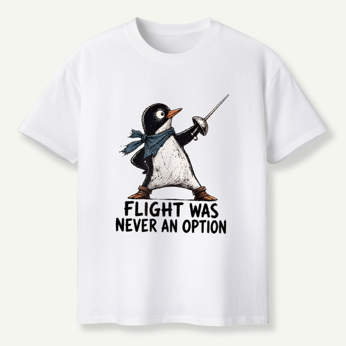 Flight Was Never An Option Fencing Penguin T-Shirt