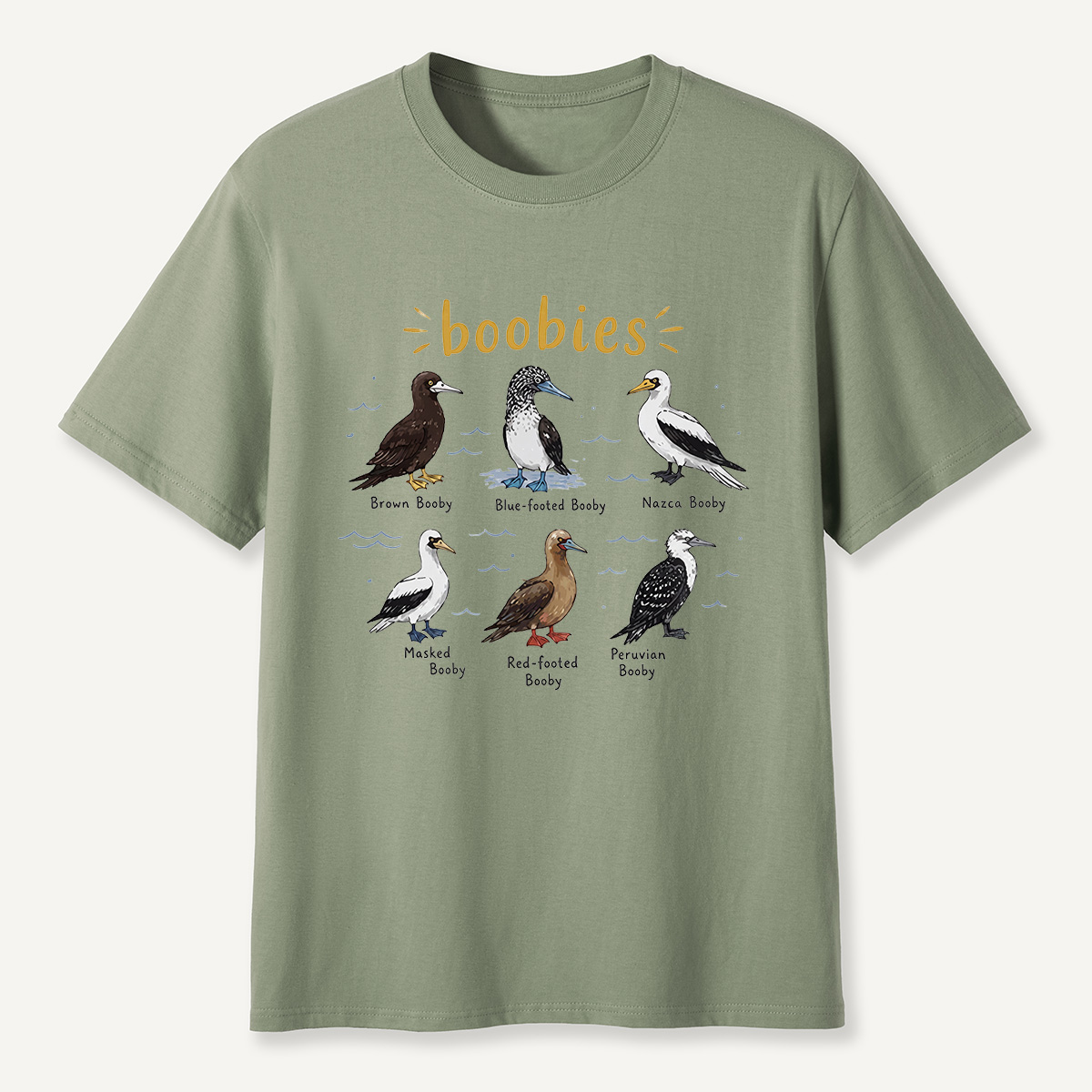 MDCTBYWY26072002 Boobies Bird Species Guide T-Shirt