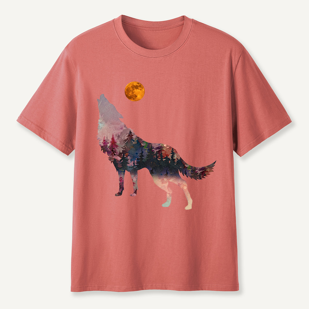 Howling Wolf Double Exposure Forest T-Shirt