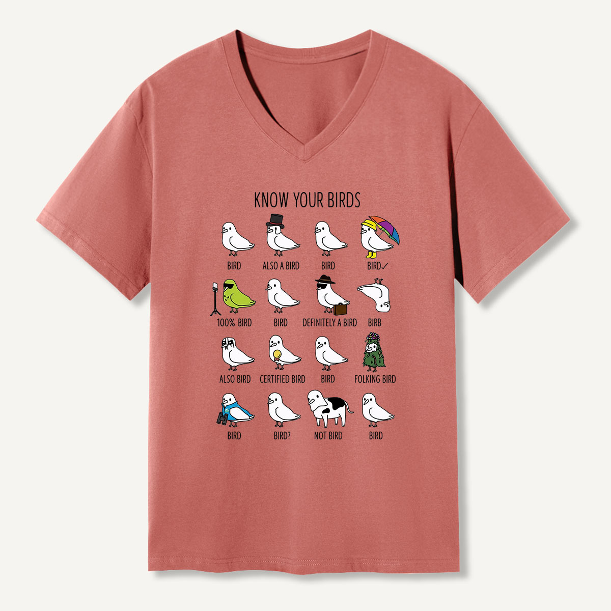 Know Your Birds Bird Chart V-neck T-Shirt