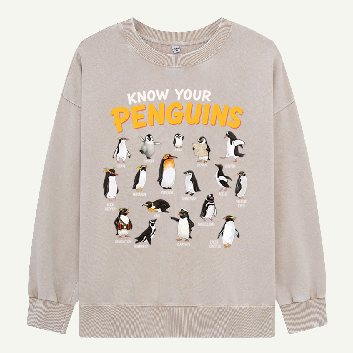 Know Your Penguins Penguin Species Washed Sweatshirts