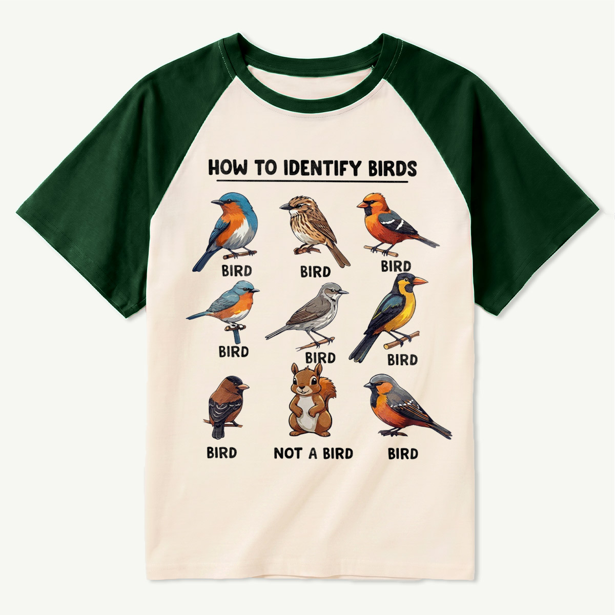 Funny Bird How to Identify Birds Raglan T-Shirt