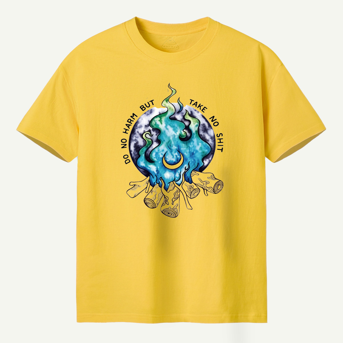 Do No Harm But Take No Shit Moon Flame Campfire T-Shirt