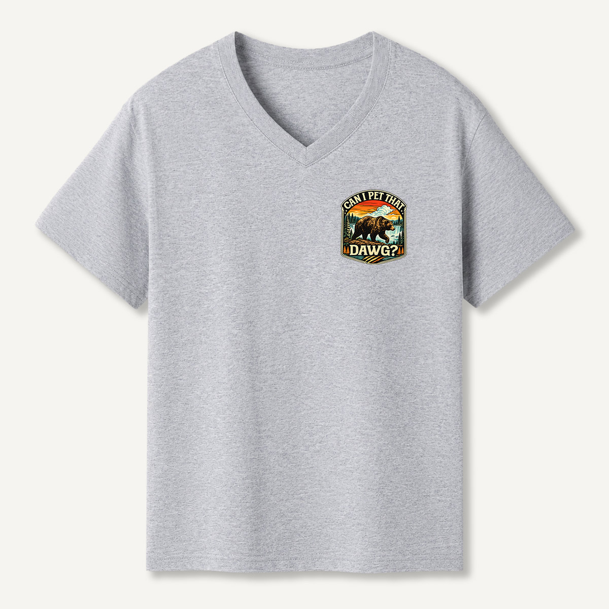 Can I Pet That Dawg Bear Humor Art V-neck T-Shirt