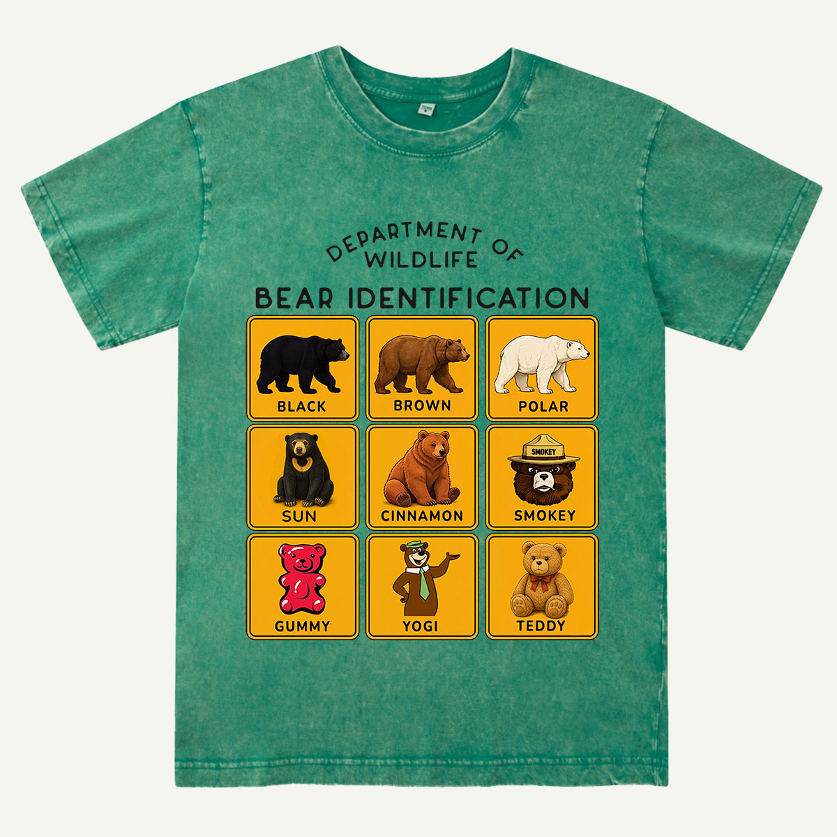 Department of Wildlife Bear Identification Washed T-Shirt