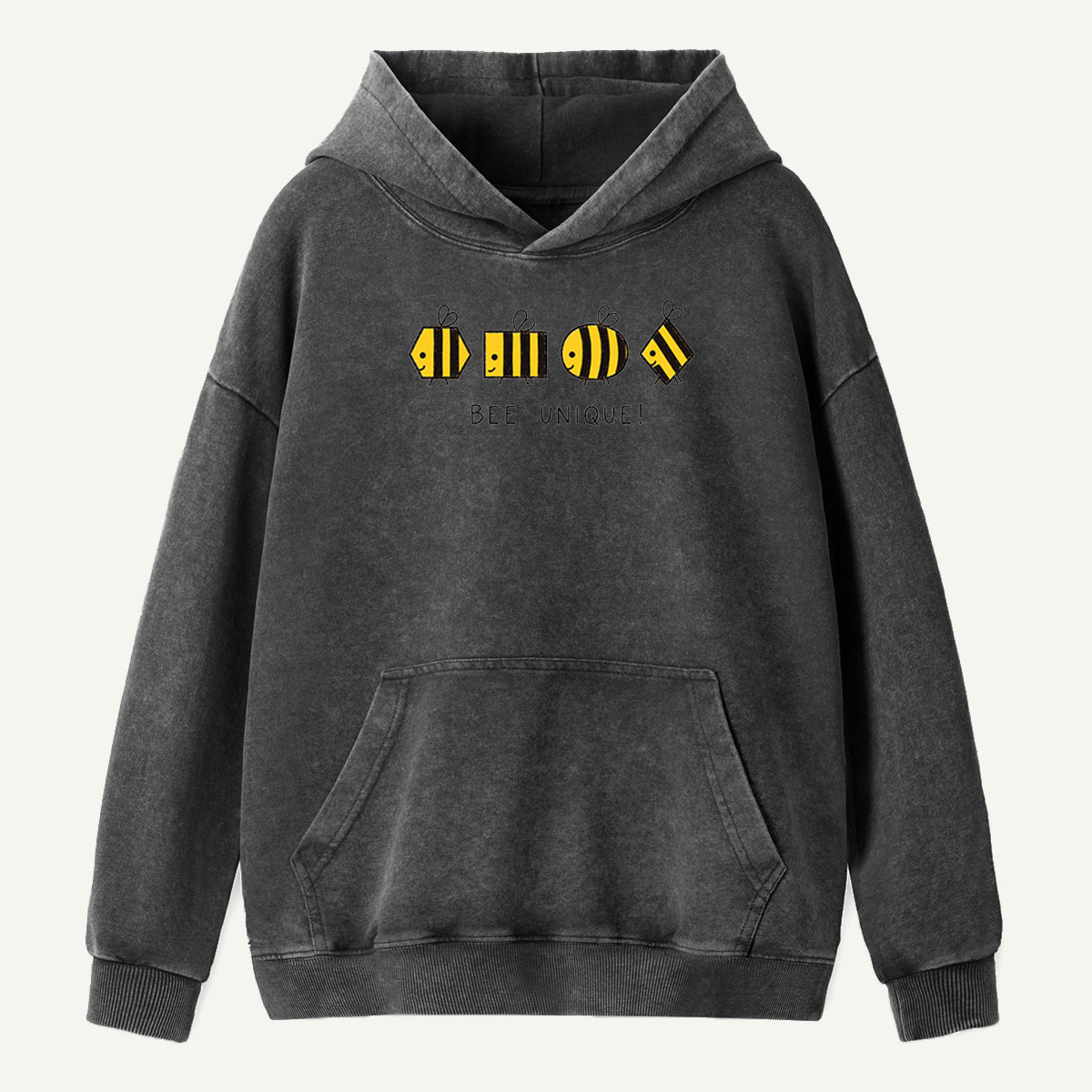 Bee Unique Geometric Bees Washed Hoodie
