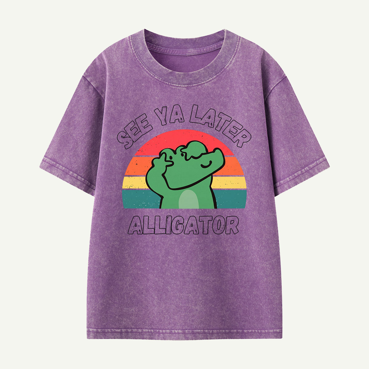 See Ya Later Alligator Retro Kids Washed T-Shirt