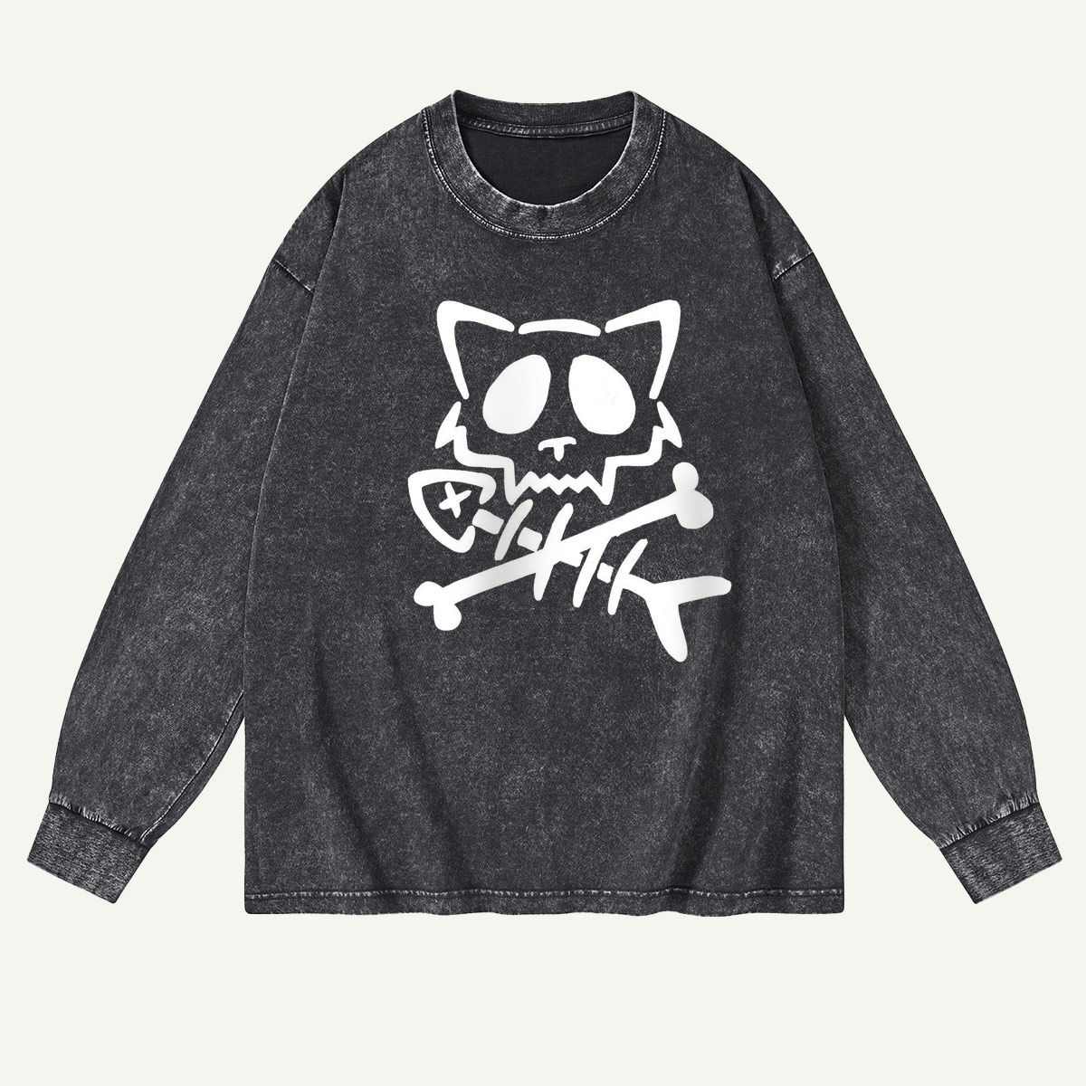 Cat Bones & Fish Tales Washed Long‑sleeve