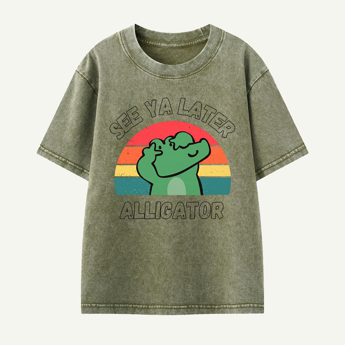 See Ya Later Alligator Retro Kids Washed T-Shirt