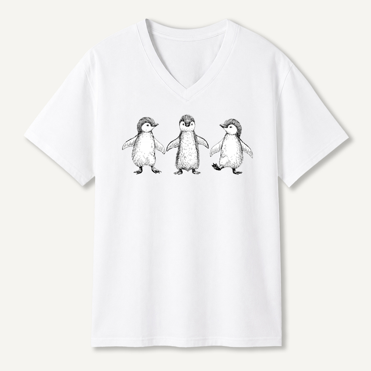 Three Penguins Walking Together V-neck T-Shirt