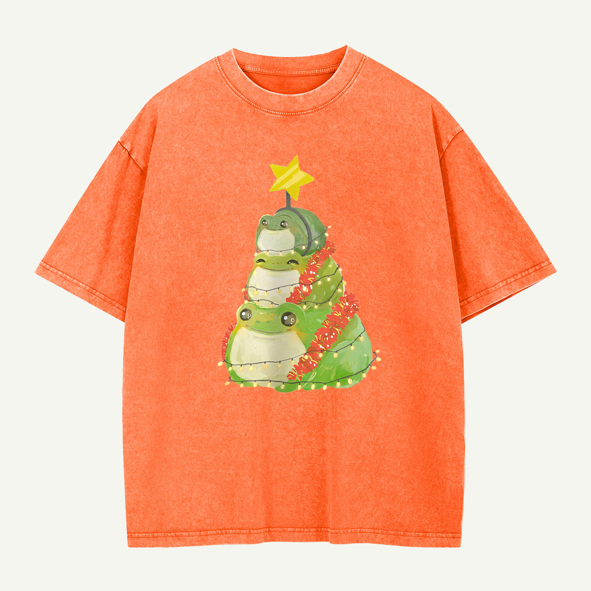 Frogs Around the Christmas Tree Washed T-Shirt