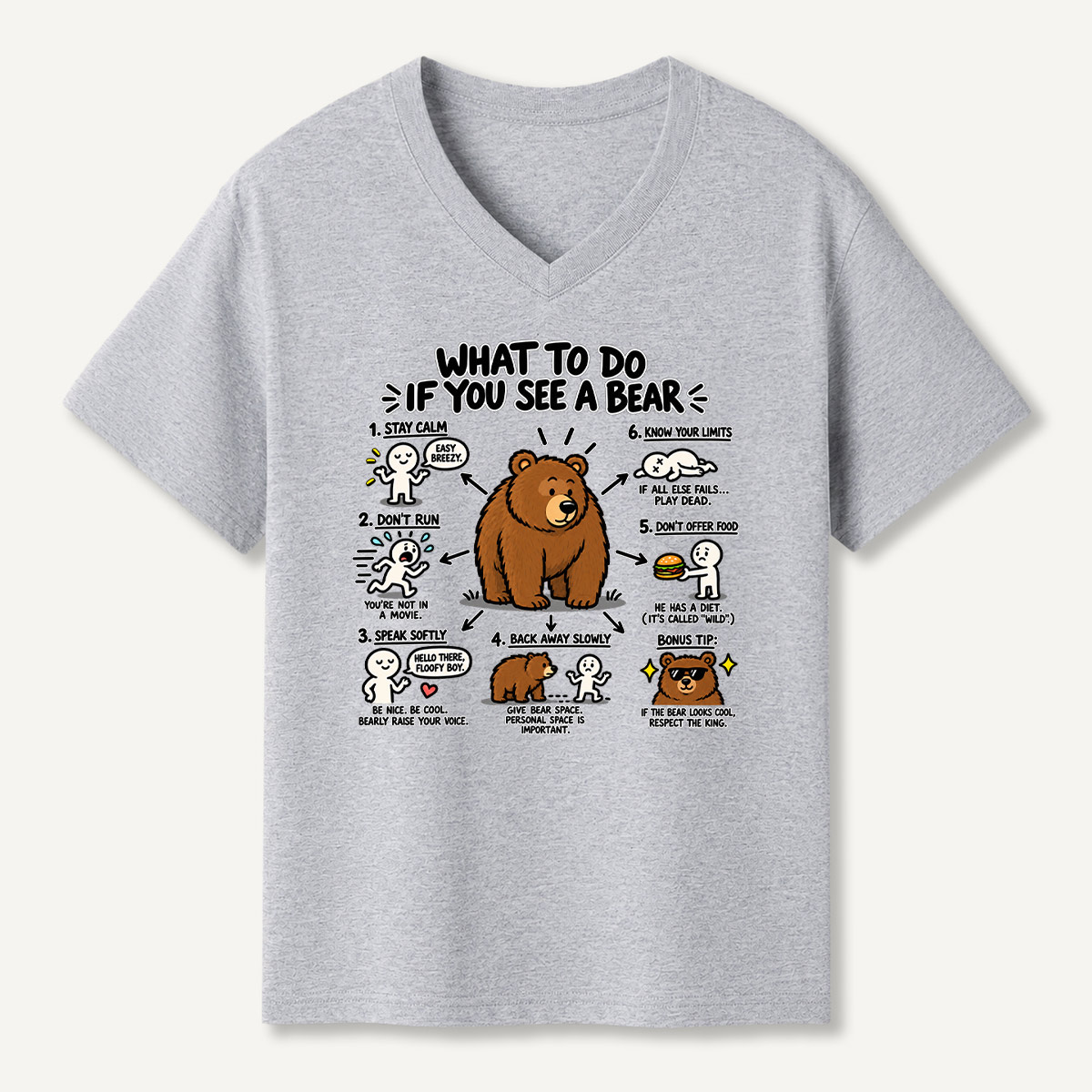 What To Do If You See A Bear Outdoor Survival Guide V-neck T-Shirt