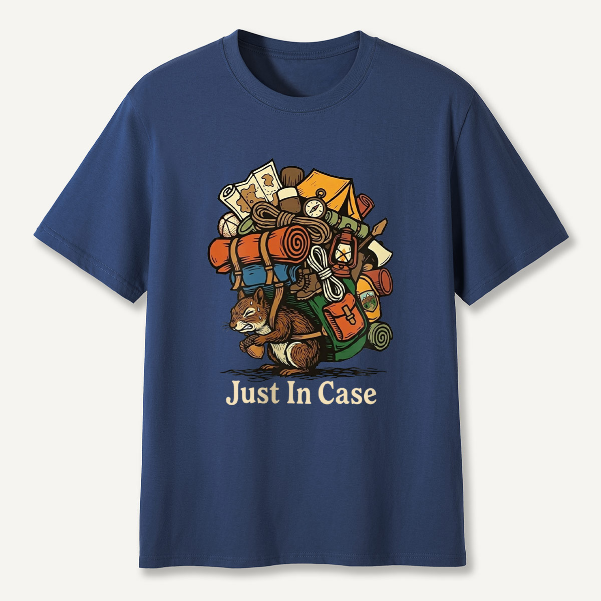 Squirrel Carrying Camping Gear Just In Case T-Shirt