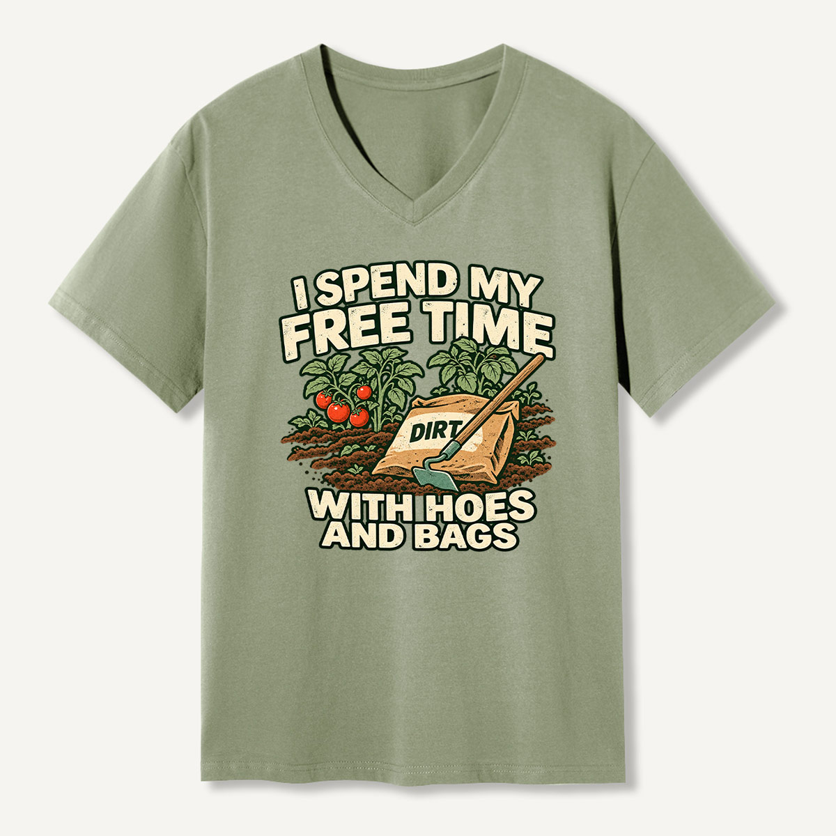 I Spend My Free Time With Hoes And Bags Gardening Humor V-neck T-Shirt
