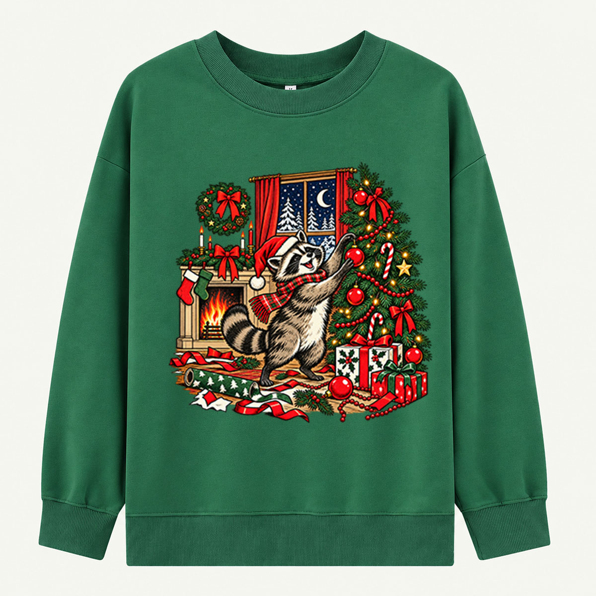 Playful Christmas Raccoon Decorating A Festive Tree Sweatshirts