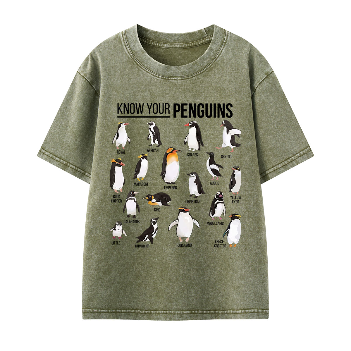Know Your Penguins Kids Washed T-Shirt