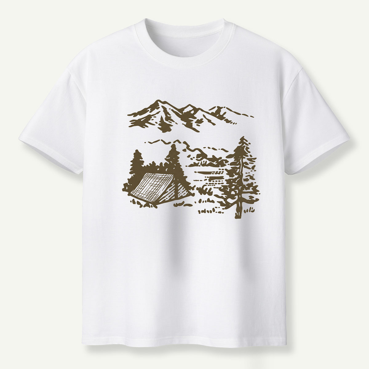 Mountain Campsite Wilderness Sketch T-Shirt