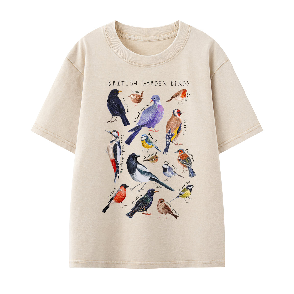 Botanical Garden Birds Wildlife Birdwatching Kids Washed T-Shirt