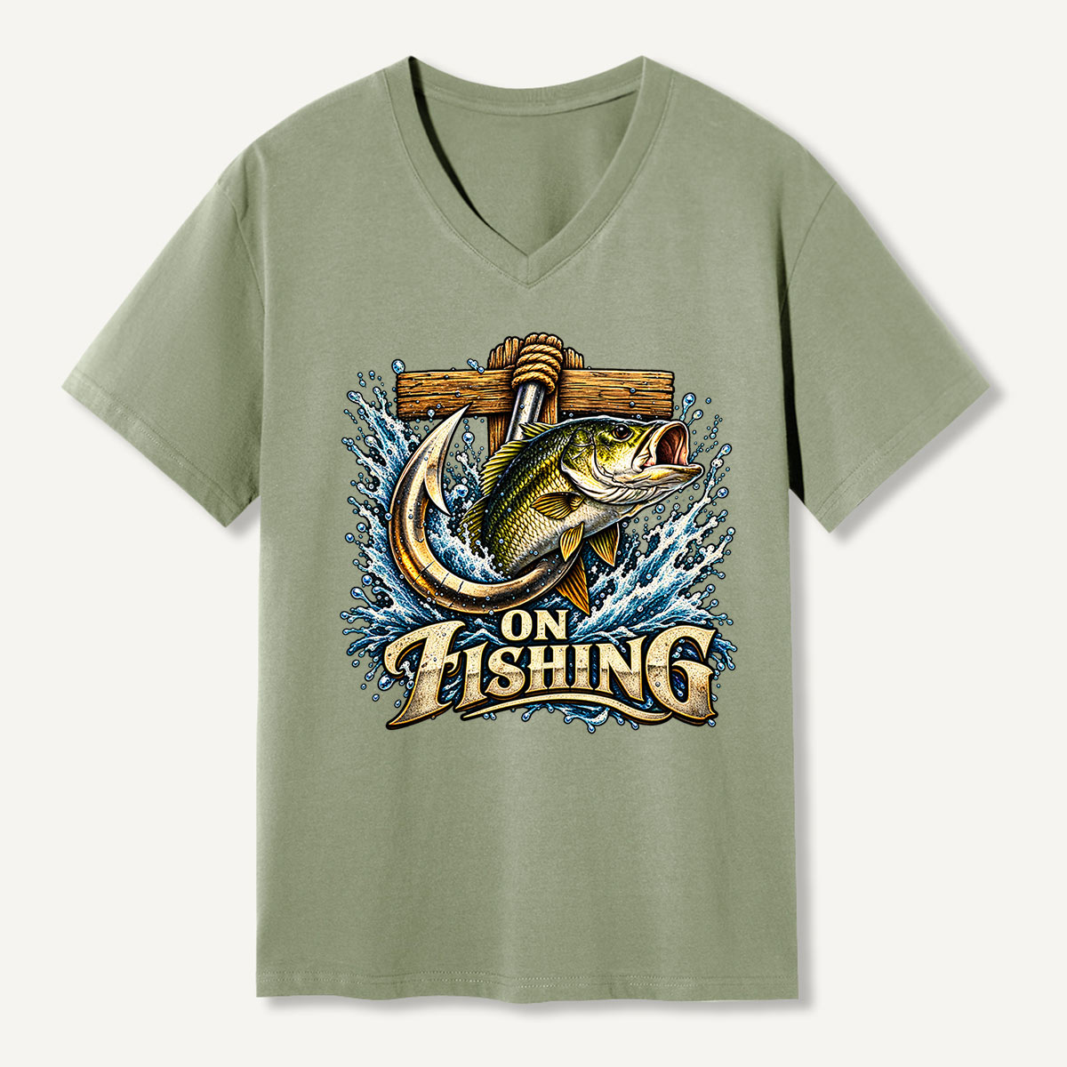 On Fishing Trophy Catch V-neck T-Shirt
