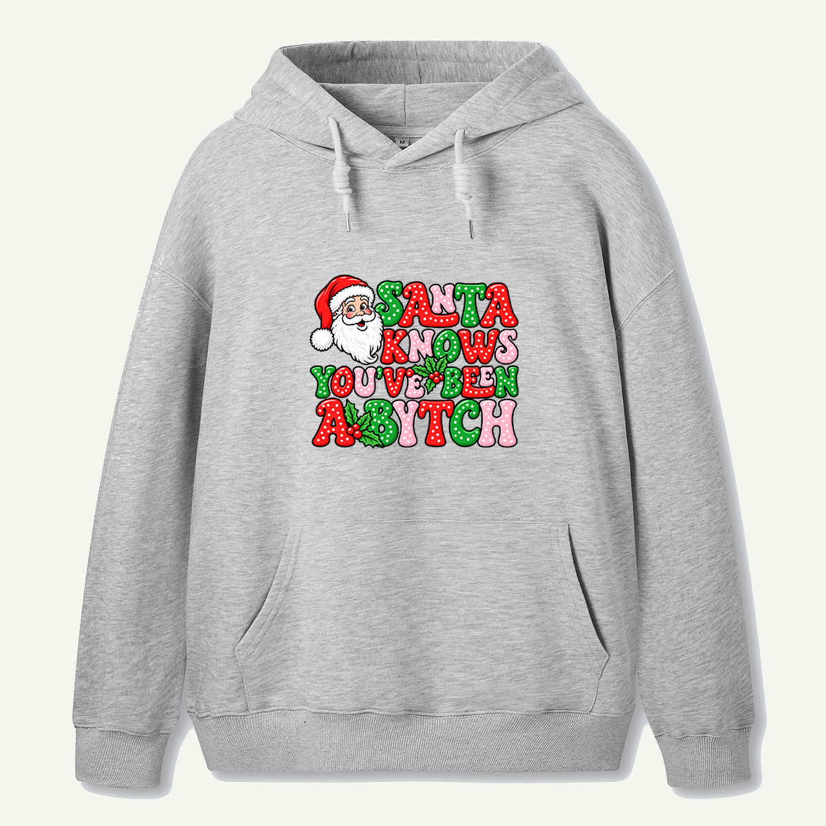 Santa Knows Youve Been A Bitch Funny Retro Christmas Typography Hoodie
