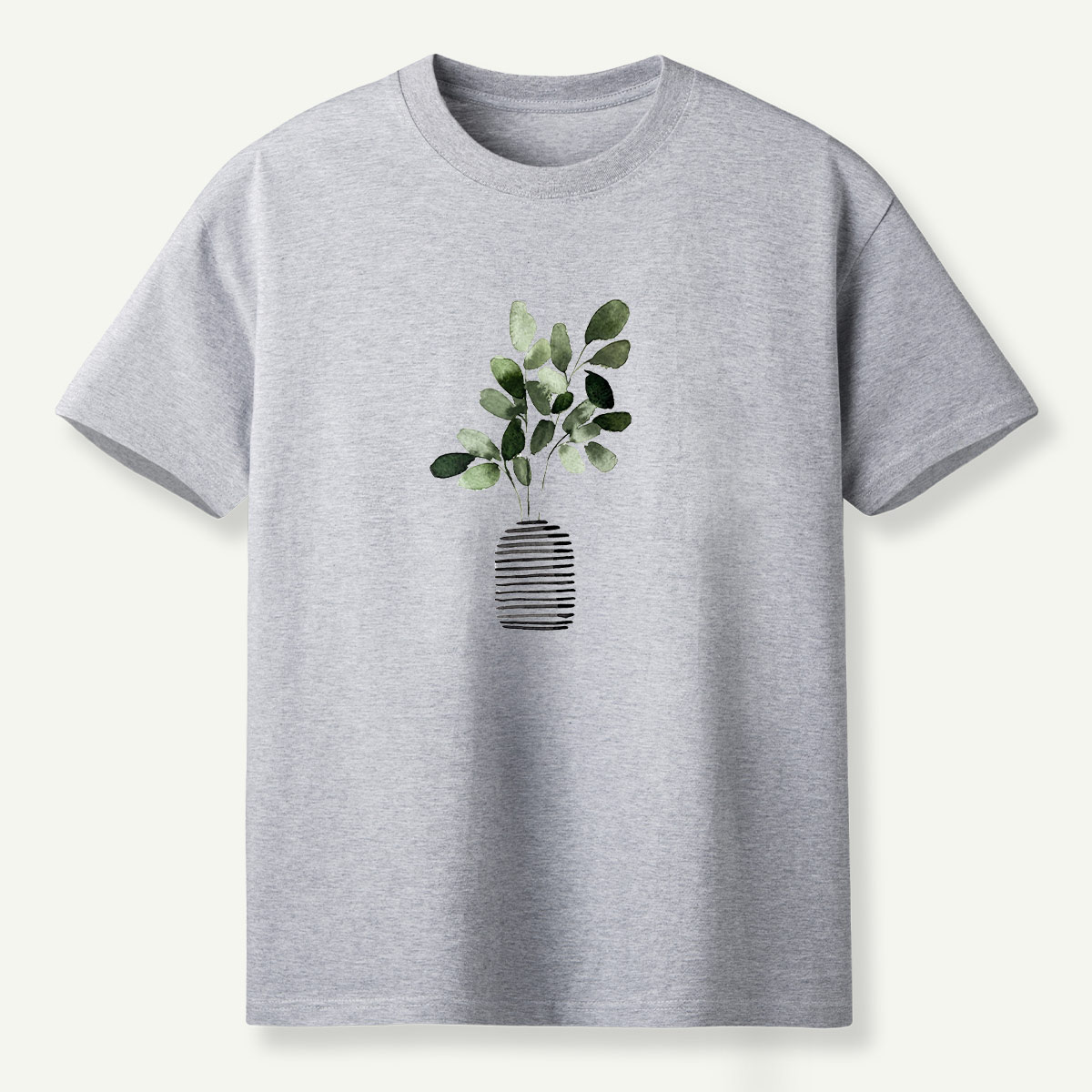 Botanical Leaves In Striped Vase T-Shirt
