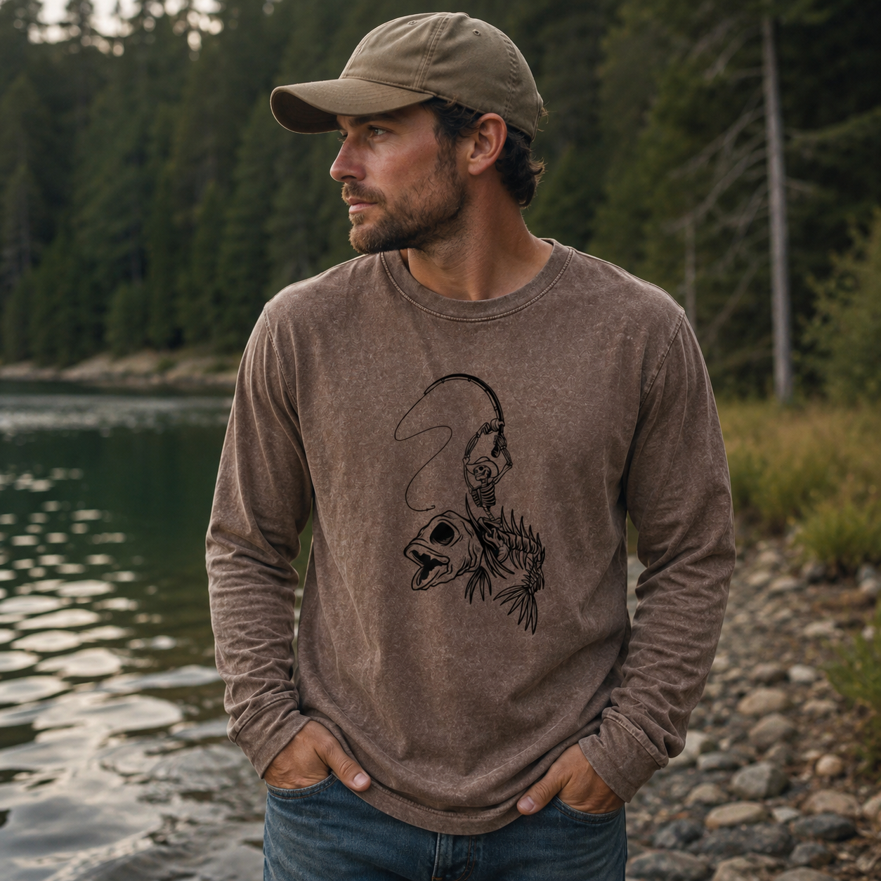 Gone Fishing, Still Kicking Washed Long‑sleeve