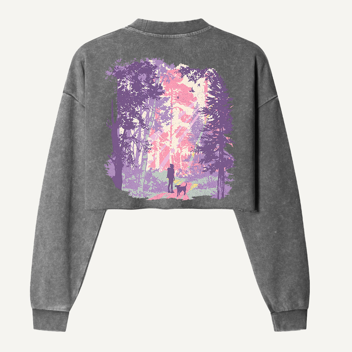 Dreamy Pastel Forest Walk Women's Washed Cropped Sweatshirt