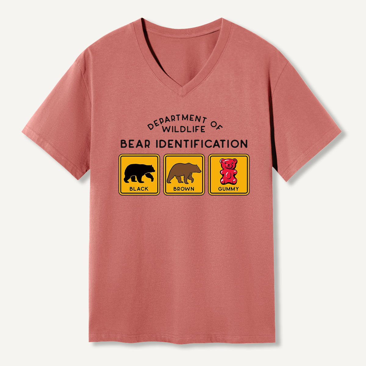 Bear Tee Cotton Classic V-neck T-Shirt