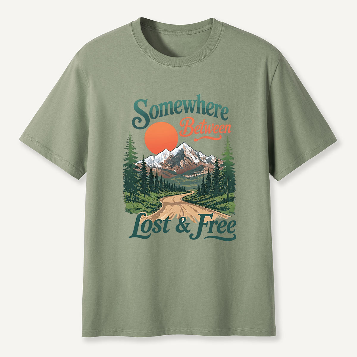 Somewhere Between Lost and Free Mountain Nature T-Shirt