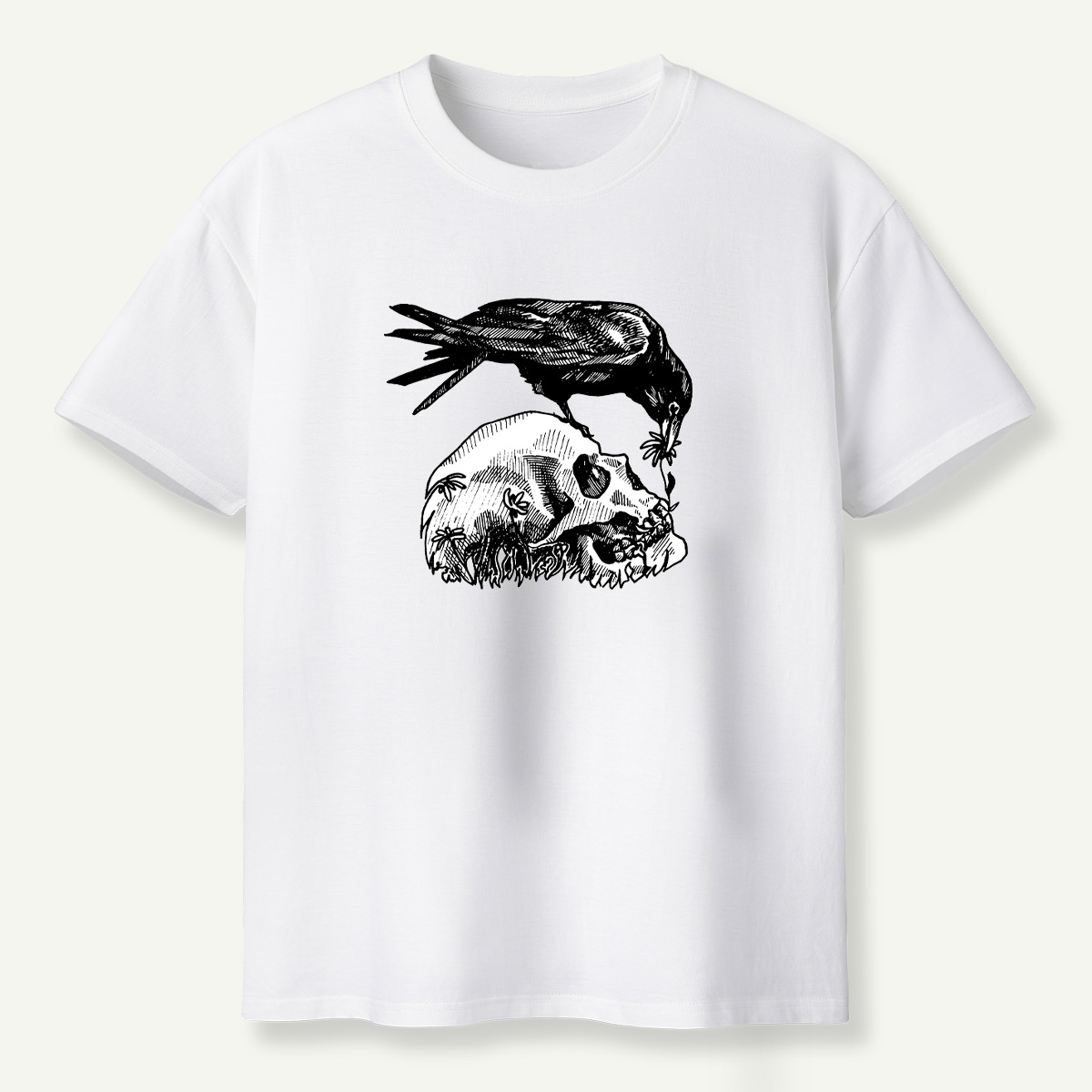 Raven Perched On Skull T-Shirt