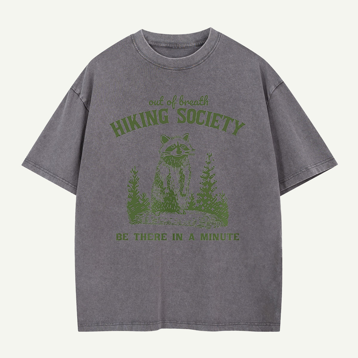 Out Of Breath Hiking Society Raccoon Washed T-Shirt