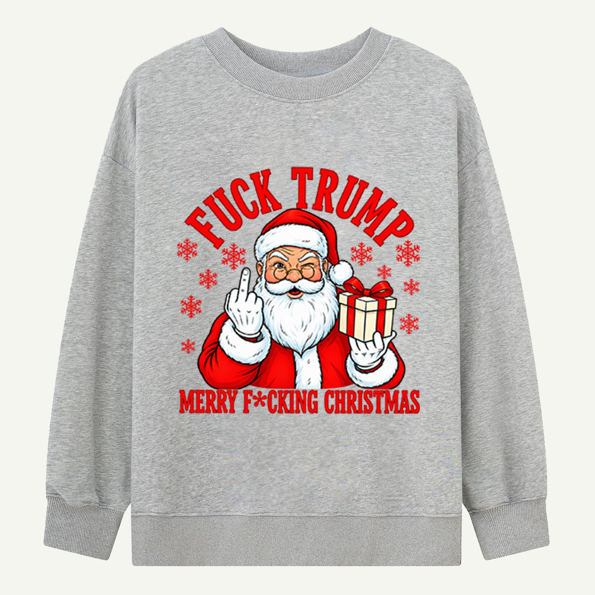 Fuck Trump Merry Fucking Christmas Santa Middle Finger Sweatshirts