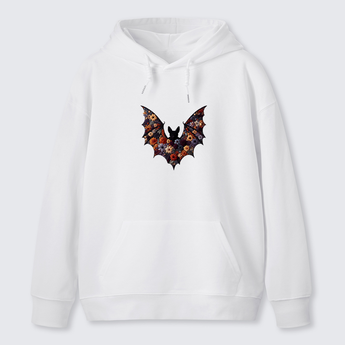 Moth Wings Minimal Embroidered Cotton Hoodie