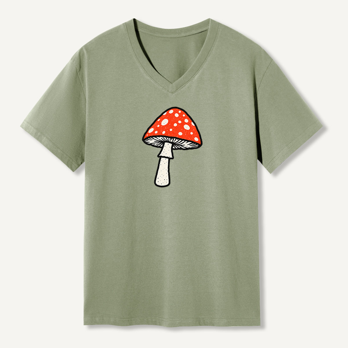 Red Spotted Mushroom Vintage Illustration V-neck T-Shirt