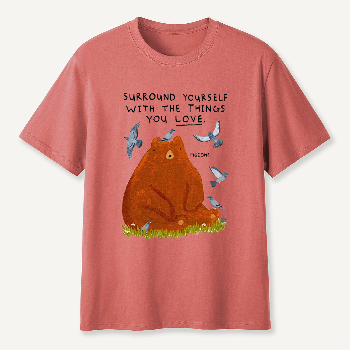 Wildlife Bear and Pigeons Inspirational T-Shirt