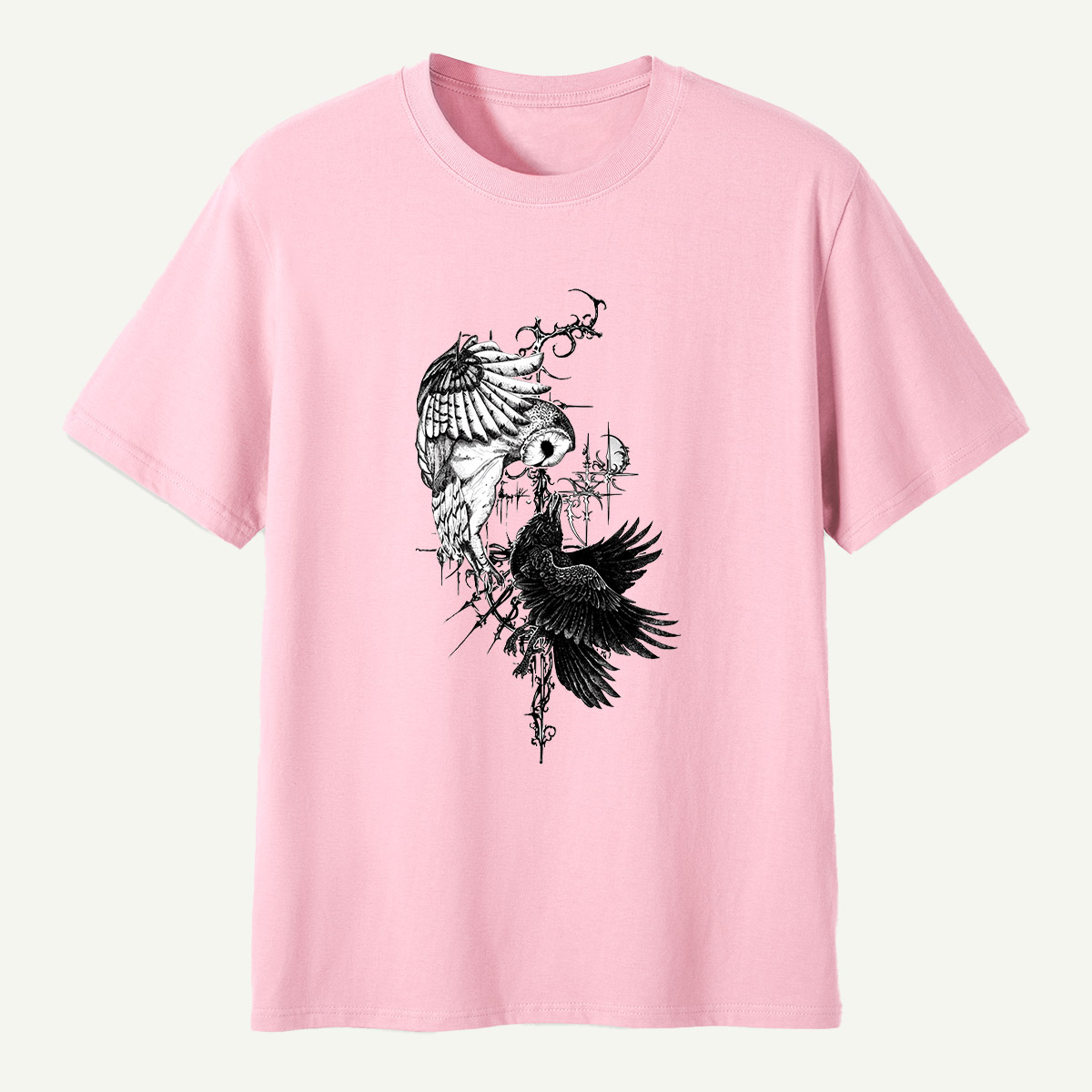 Raven And Wildflowers Gothic Botanical T-Shirt