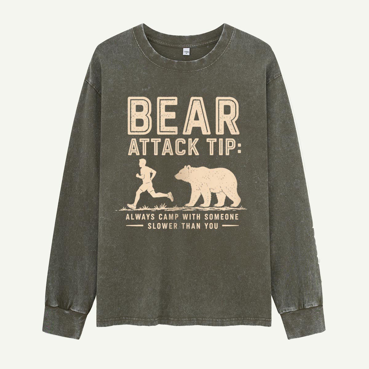 Bear Attack Tip Camp with Someone Slower Washed Long Sleeves