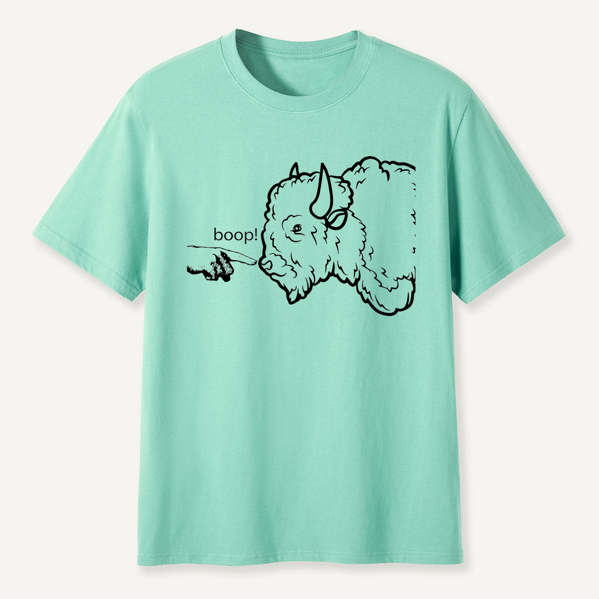 Boop the Bison Funny Line Art T-Shirt