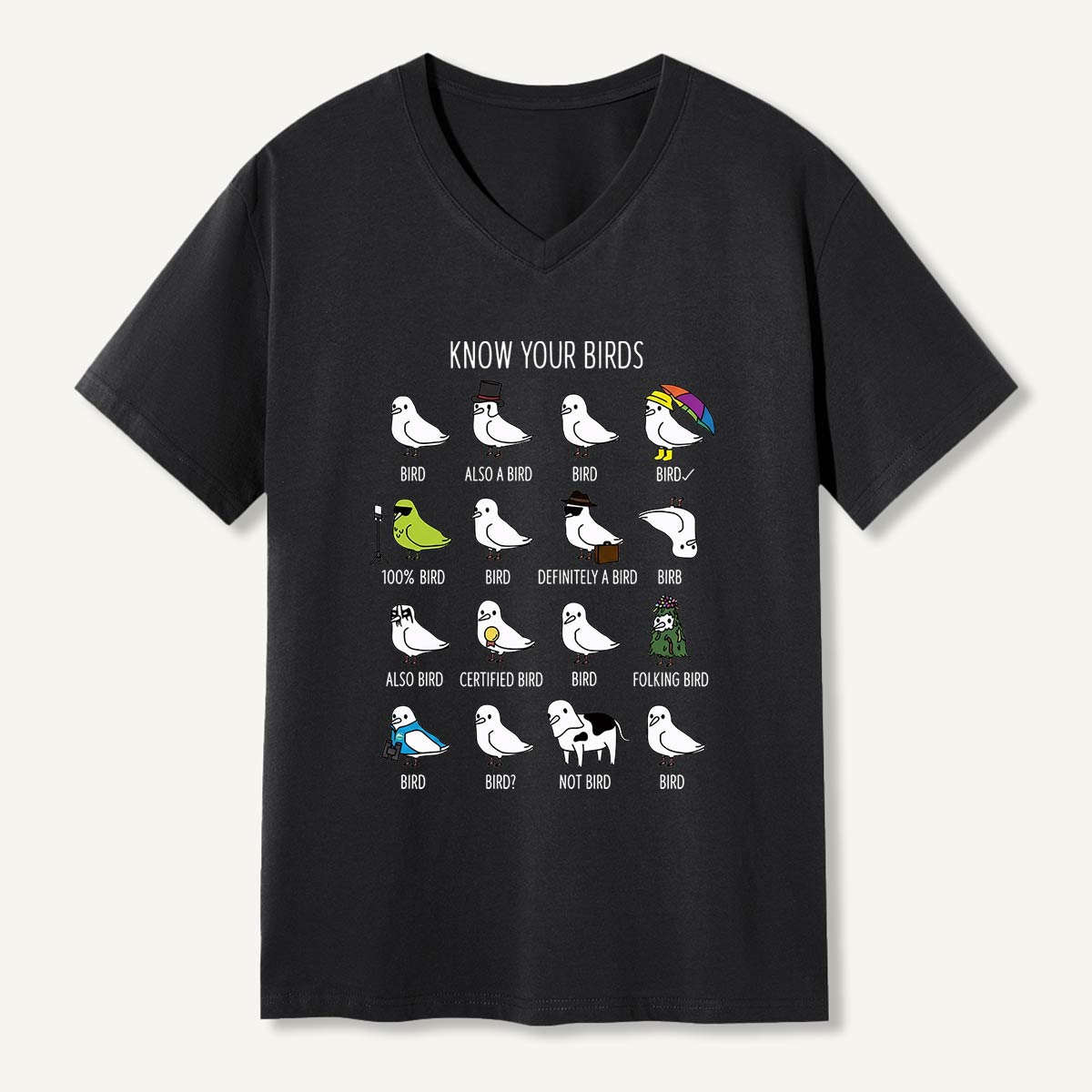 Know Your Birds Bird Chart V-neck T-Shirt