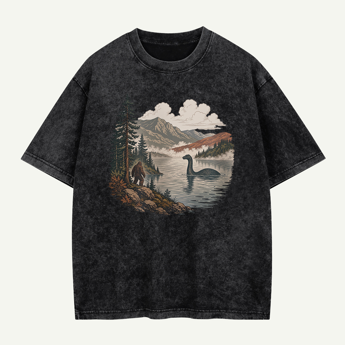 Bigfoot And Lake Monster Washed T-Shirt