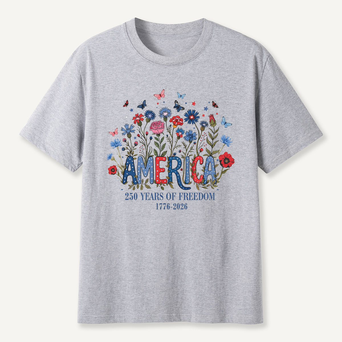 America 250 Years of Freedom 1776–2026 Floral T-Shirt