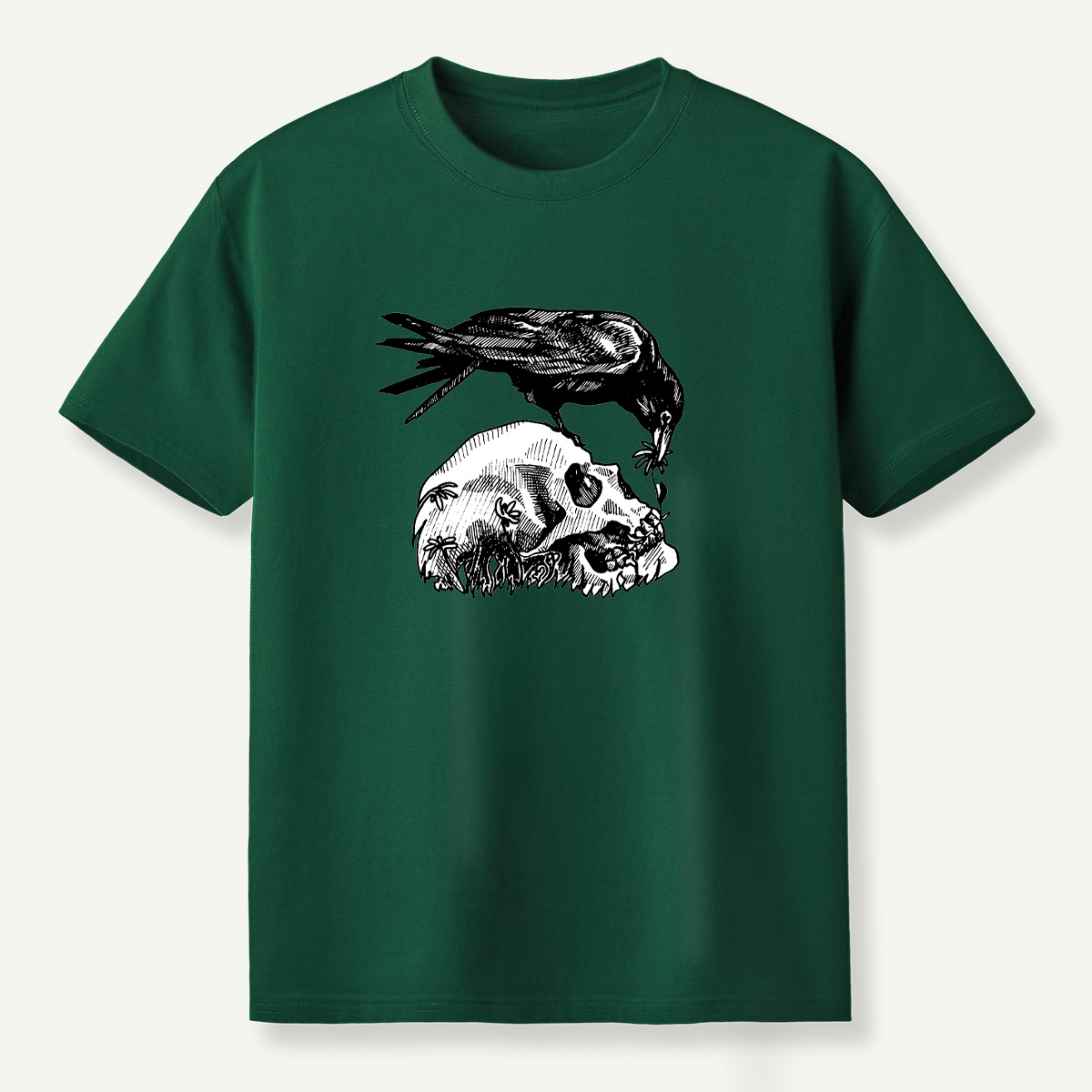 Raven Perched On Skull T-Shirt