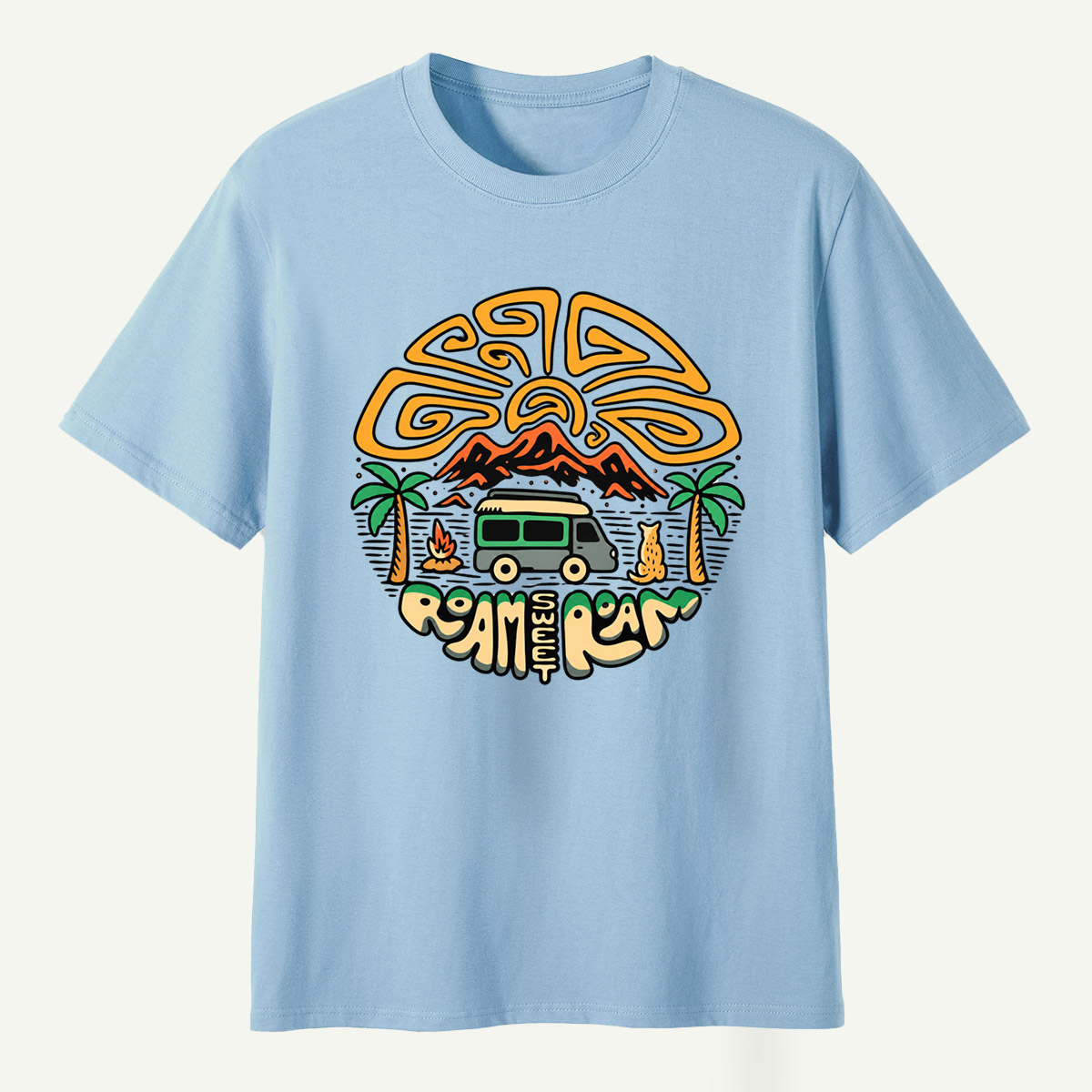 Roam Wild Camper Van Mountain Camping Adventure T-Shirt