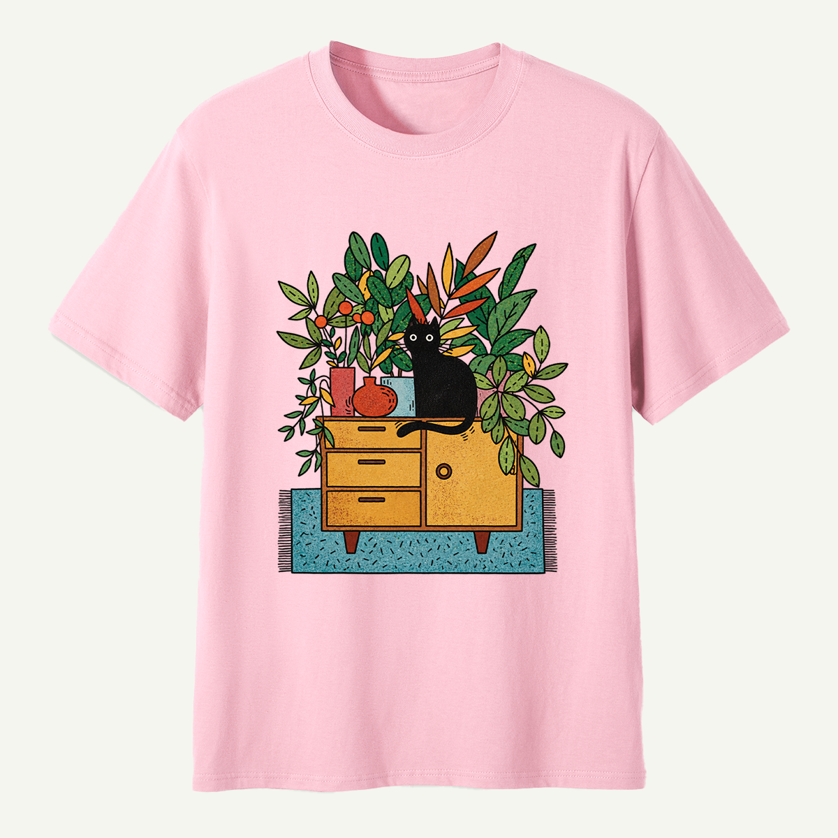 Black Cat Houseplant Cabinet Indoor Jungle T-Shirt