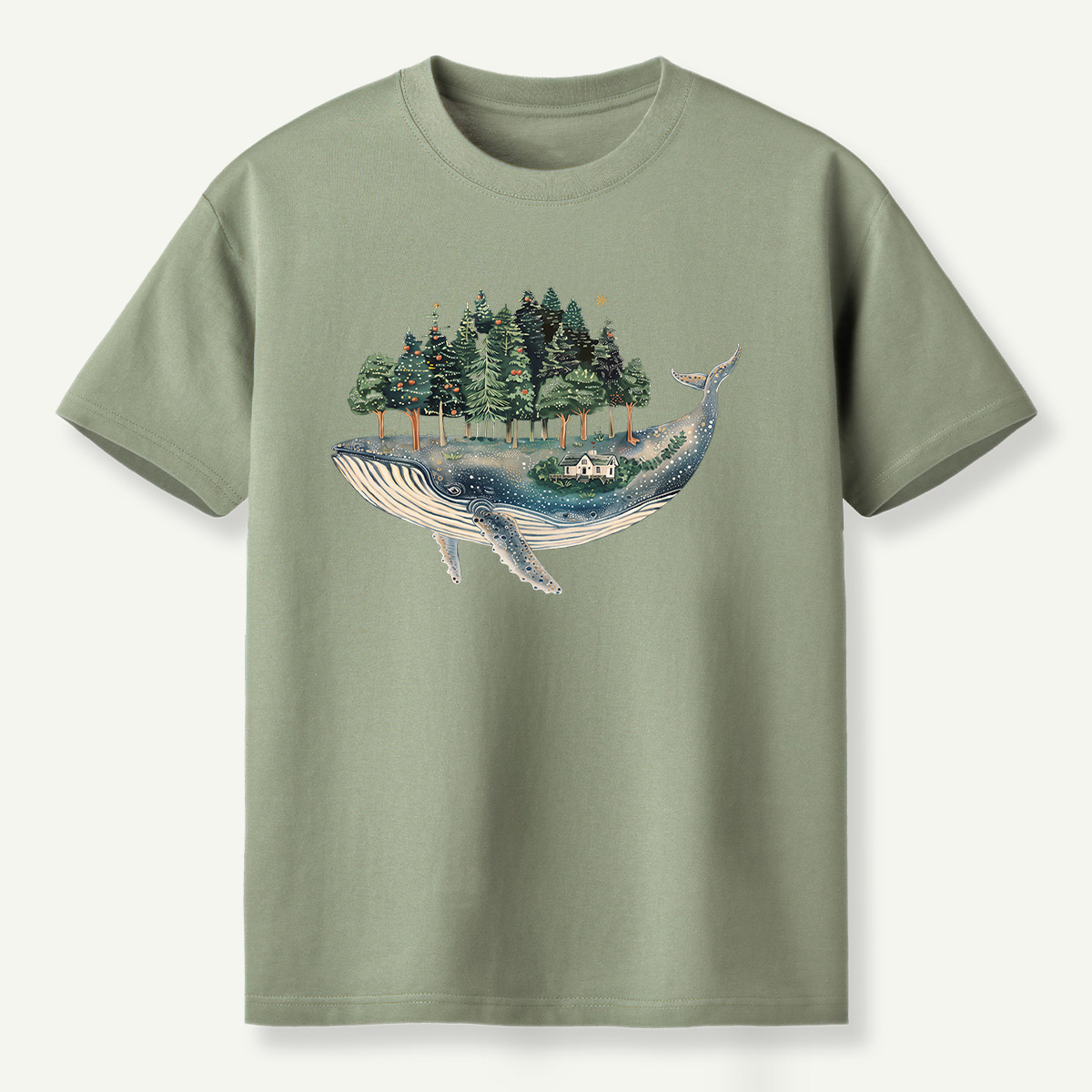 Whale Carrying A Moonlit Forest T-Shirt