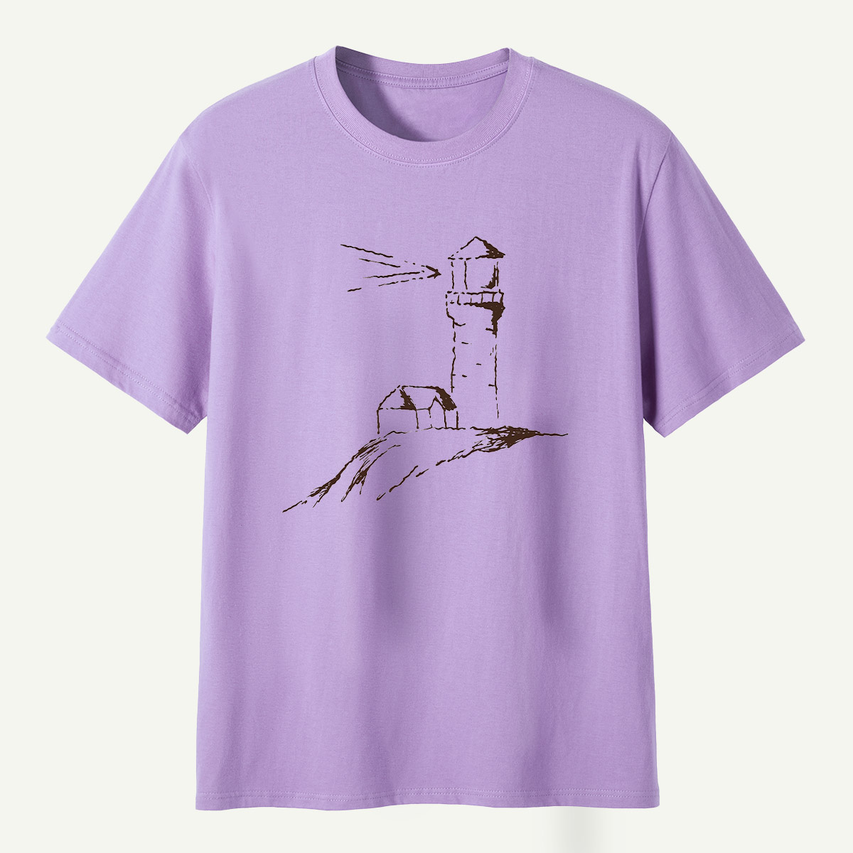 Coastal Lighthouse Minimalist Sketch T-Shirt
