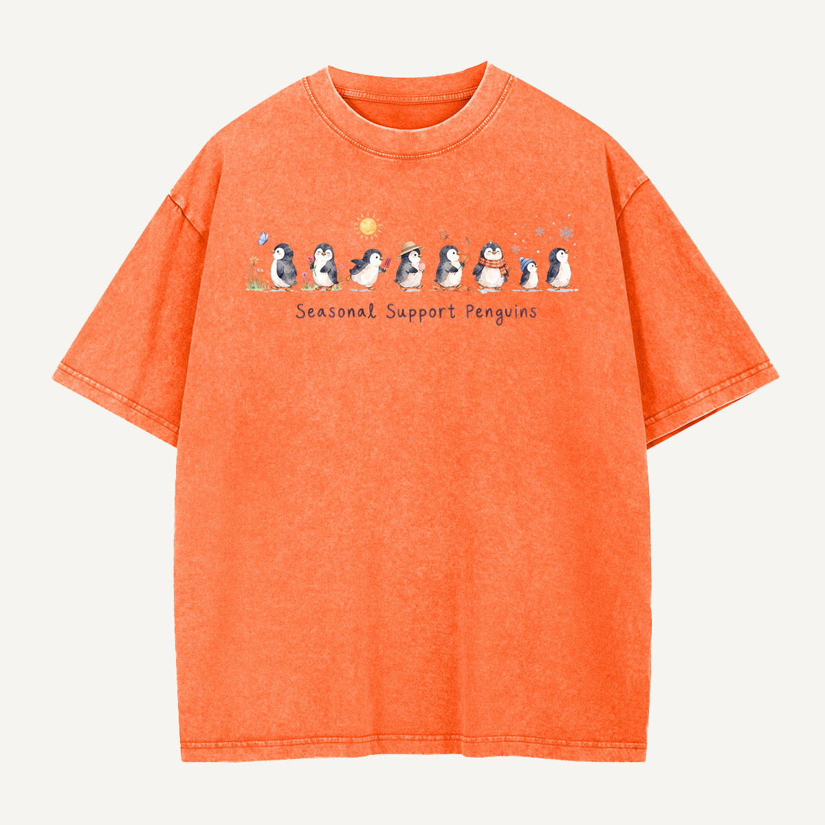 Peace Love Penguins Hand Signs Washed T-Shirt