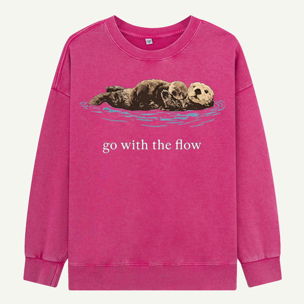 Go With The Flow Sea Otter Wildlife Nature Washed Sweatshirts