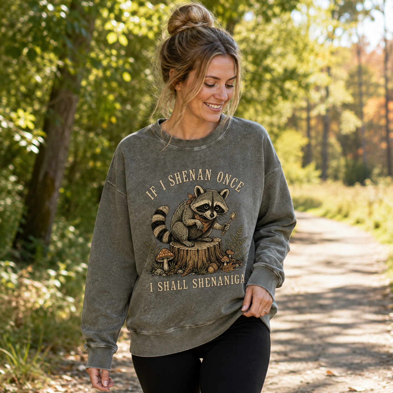 Raccoon Shenanigan Season Washed Sweatshirts