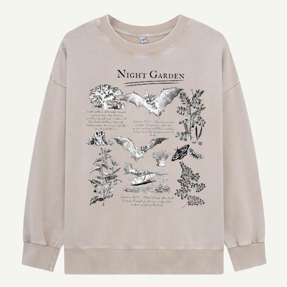 Night Garden Bats and Plants Washed Sweatshirts
